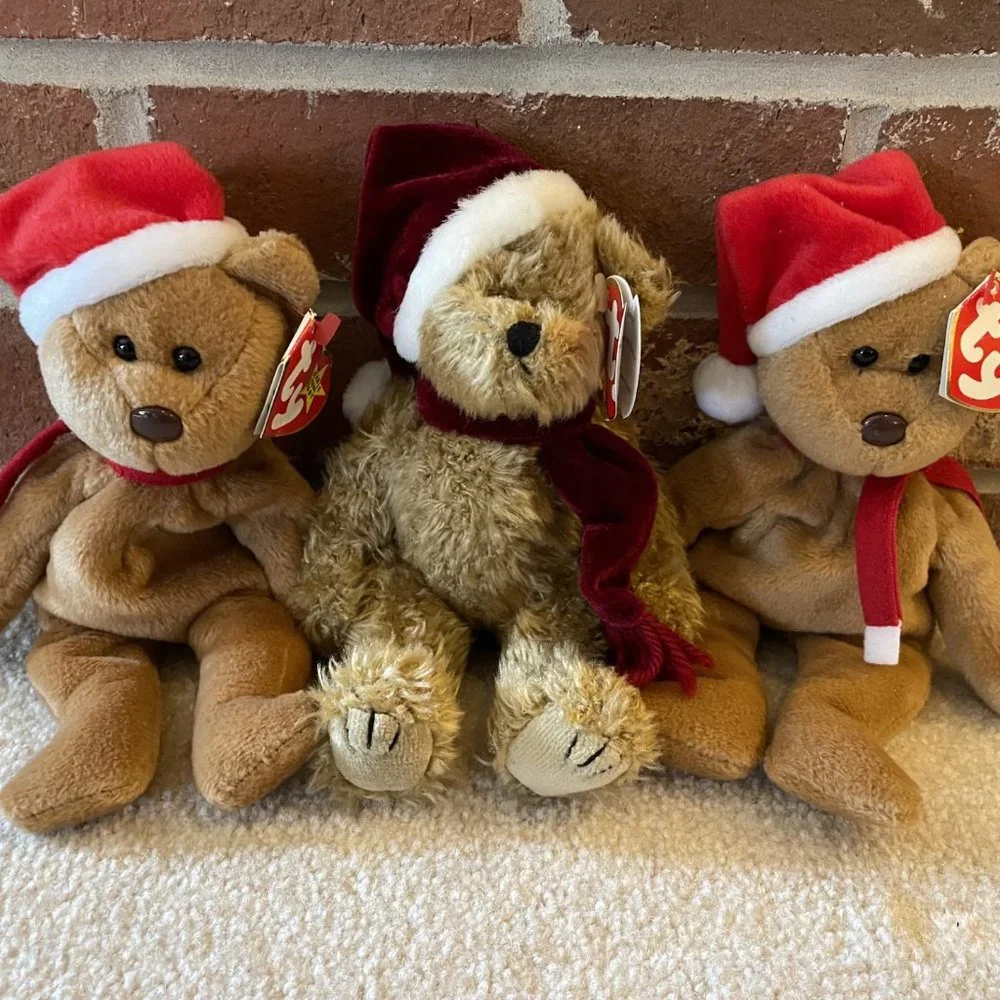 Lot of 2 TY Beanie Babies 1997 Holiday "Teddy" Bear & TY "Jangle" Bear -Set of 3 - Picture 1 of 6